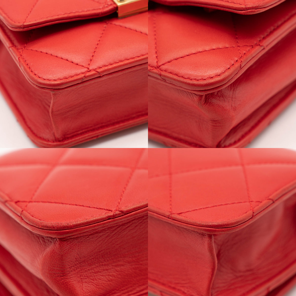 Chanel Lambskin quilted golden class wallet on chain woc red