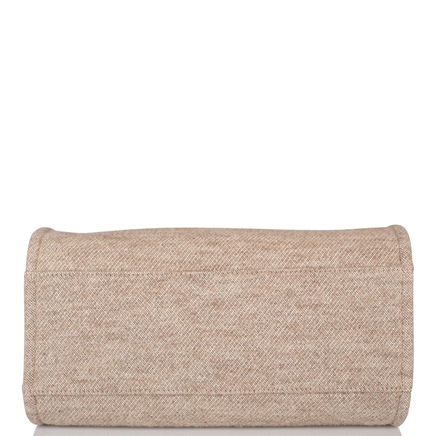 Chanel Beige Wool Large Deauville Shopping Bag Silver Hardware