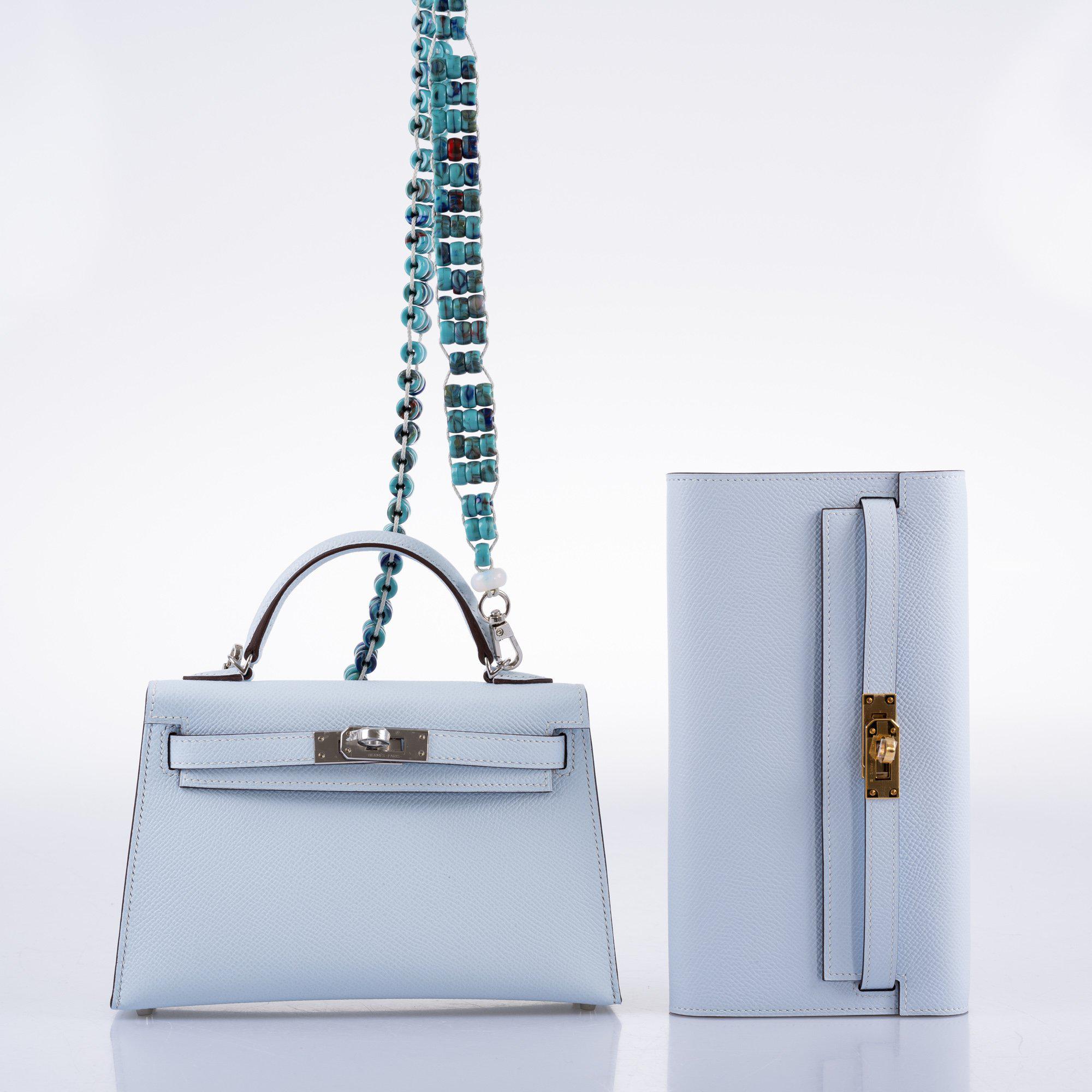 Hermes Kelly 20 Mini II Bleu Brume Hydra Epsom Palladium Hardware- 2021, Z